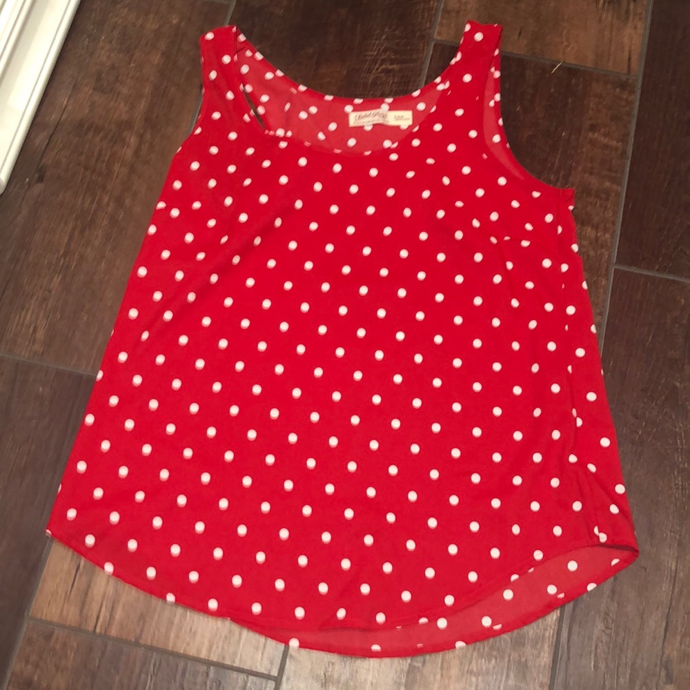 red and white polka dot tank top